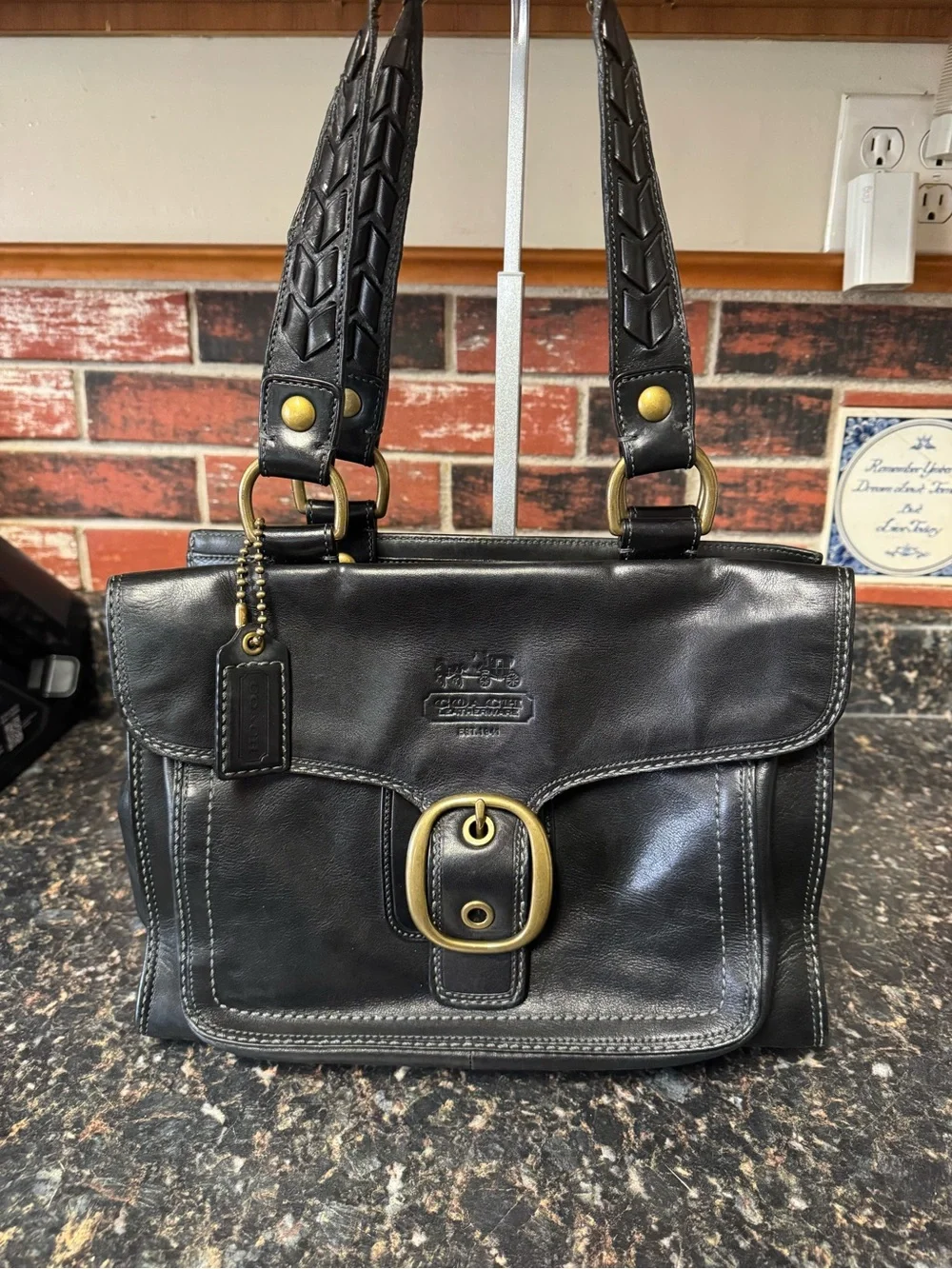 Coach Legacy Bleecker Leather Tote 11420 Black Tattersall Y2K Bag